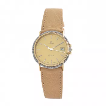 Reloj de mujer TETRA 113-C 32 mm esfera plateada correa de piel negra