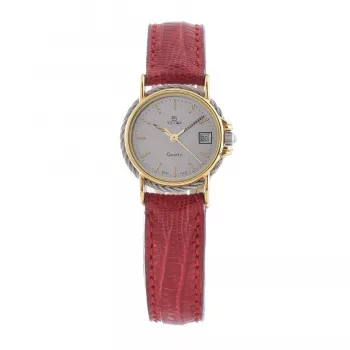 TETRA Reloj de mujer 114-RC-L (23mm) De cuerda manual Mecánico, Esfera plateada, Correa de piel negra