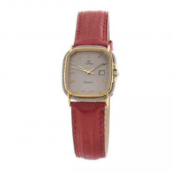 TETRA Reloj de mujer 125-R 27mm cuarzo analógico acero inoxidable piel marrón