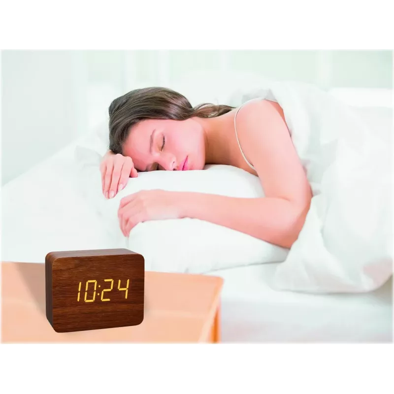 TFA 60.2549.08 CLOCCO Despertador radio controlado efecto madera Marrón
