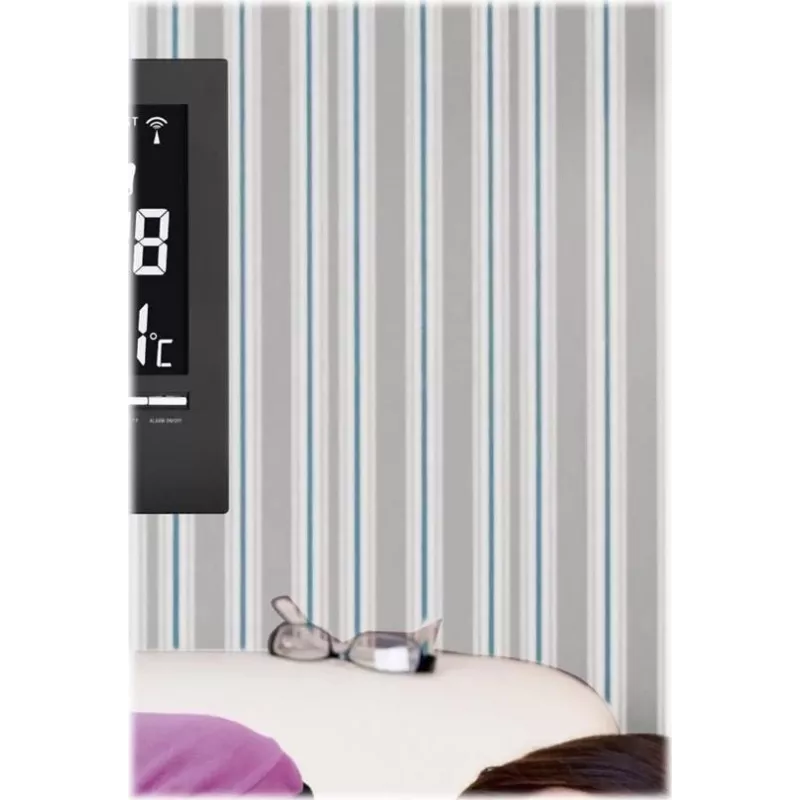 TFA 60.4508 Reloj de pared radiocontrolado, marco plateado, esfera blanca, 30 cm de diámetro, segundero continuo