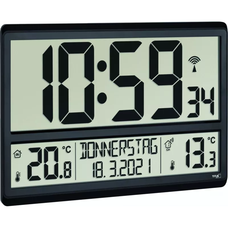 TFA 60.4521.01 XL Reloj radiocontrolado con temperatura interior/exterior