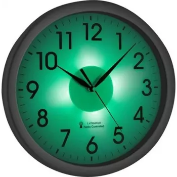 TFA Dostmann 60.3519.02 Reloj de pared radiocontrolado Corona, marco de aluminio plateado, esfera blanca, 300 mm 60.010363