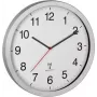 TFA 60.3545.02 Reloj de pared analógico XL radiocontrolado, marco metálico, plateado