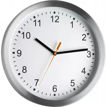 TFA Dostmann 98.1045 Reloj de pared radiocontrolado – marco plateado, esfera blanca, 30 cm