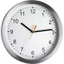 TFA Dostmann 98.1045 Reloj de pared radiocontrolado – marco plateado, esfera blanca, 30 cm