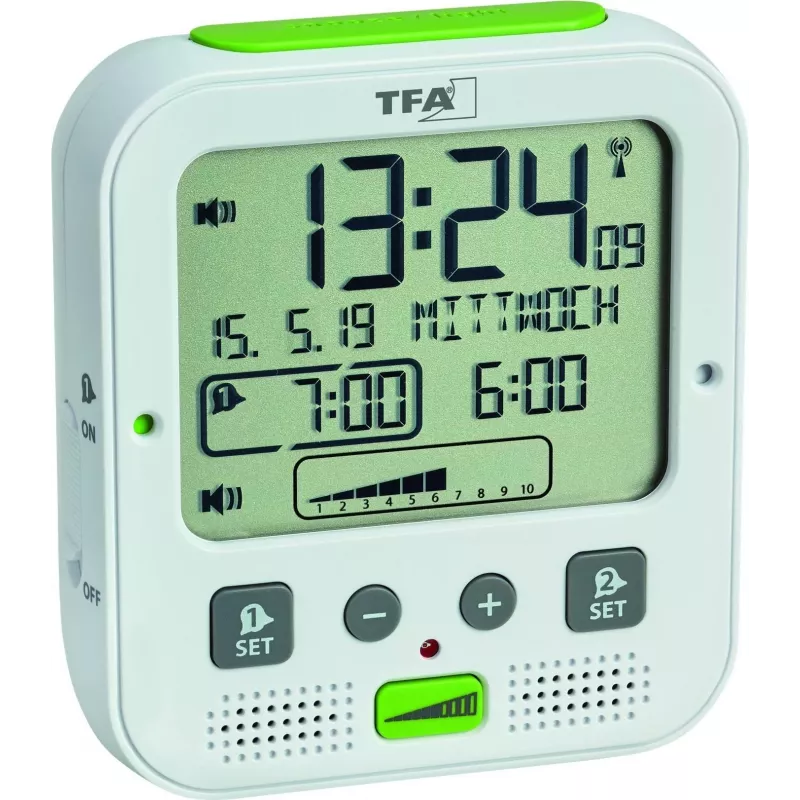 TFA Dostmann BOOM Despertador radiodirigido de alto rendimiento, negro 60.2538.02