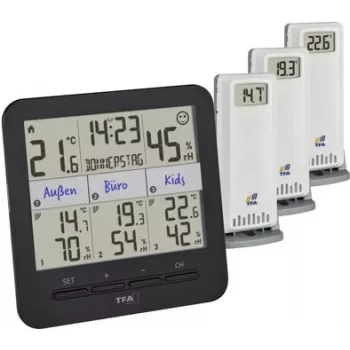 TFA Dostmann KLIMA@HOME 2 Termohigrómetro inalámbrico, Negro (30.3075.01)