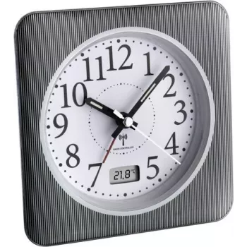 TFA Dostmann Despertador radiocontrolado con temperatura, negro/plata 60.1502.10