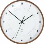 TFA Dostmann Reloj de pared radiocontrolado con marco de madera, 25,5 cm de diámetro, esfera blanca, números arábigos, a pilas, DCF77 98.1097