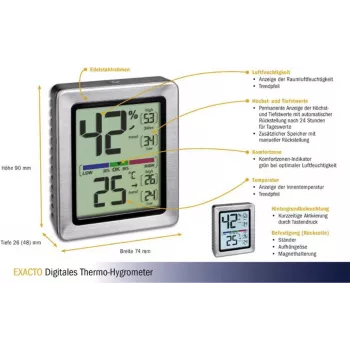 TFA EXACTO termohigrómetro digital plata (30.5047.54)