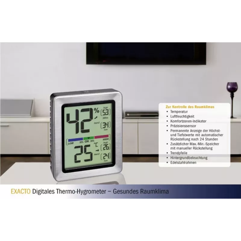 TFA EXACTO termohigrómetro digital plata (30.5047.54)