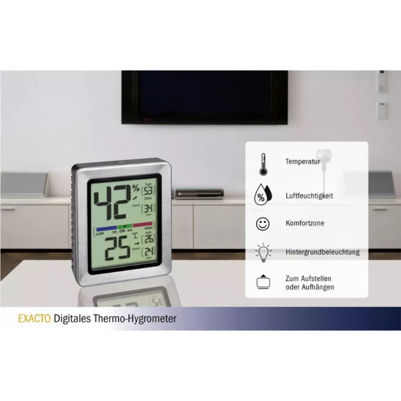 TFA EXACTO termohigrómetro digital plata (30.5047.54)