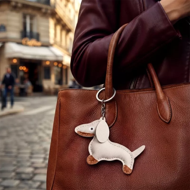 Cadena universal para teléfono TFO beige perro salchicha - lanyard crossbody ajustable con adaptador de parche