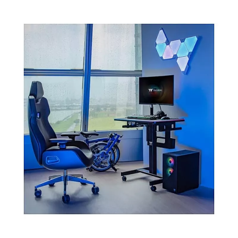 Escritorio gaming eléctrico Thermaltake CycleDesk 100 GGD, tablero de MDF, 800x500 mm, negro