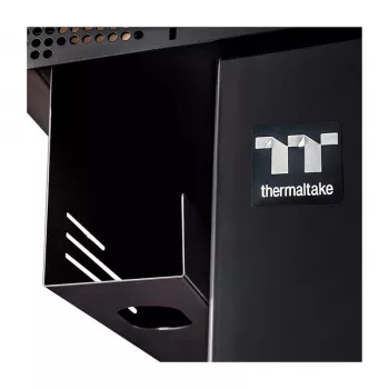 Thermaltake Level 20 Battle Station Gaming Desk – Estructura de acero en Z, superficie de MDF con fibra de carbono, capacidad 100kg, negra
