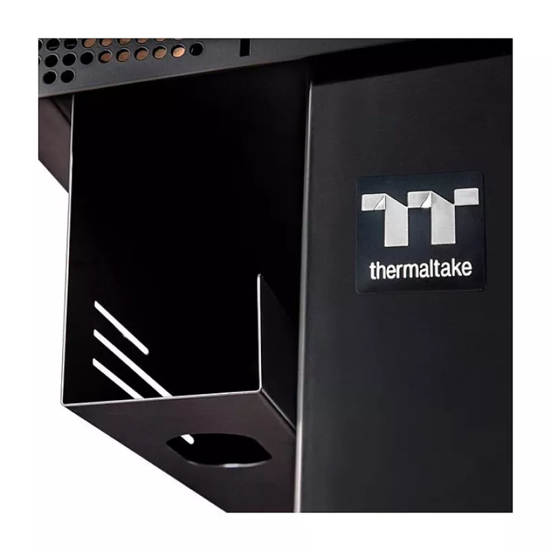 Thermaltake Level 20 Battle Station Gaming Desk – Estructura de acero en Z, superficie de MDF con fibra de carbono, capacidad 100kg, negra