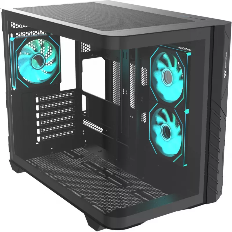 Thermaltake Vision 330 CR ARGB SE Edition Caja semitorre, Negro, 3x paneles de cristal templado, 3x ventiladores CT140 ARGB