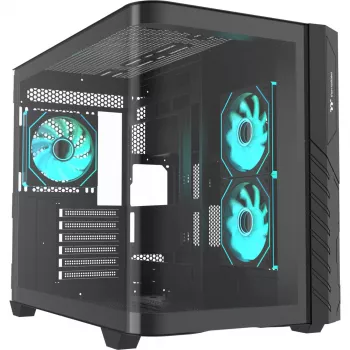 Thermaltake Vision 330 CR ARGB SE Edition Caja semitorre, Negro, 3x paneles de cristal templado, 3x ventiladores CT140 ARGB