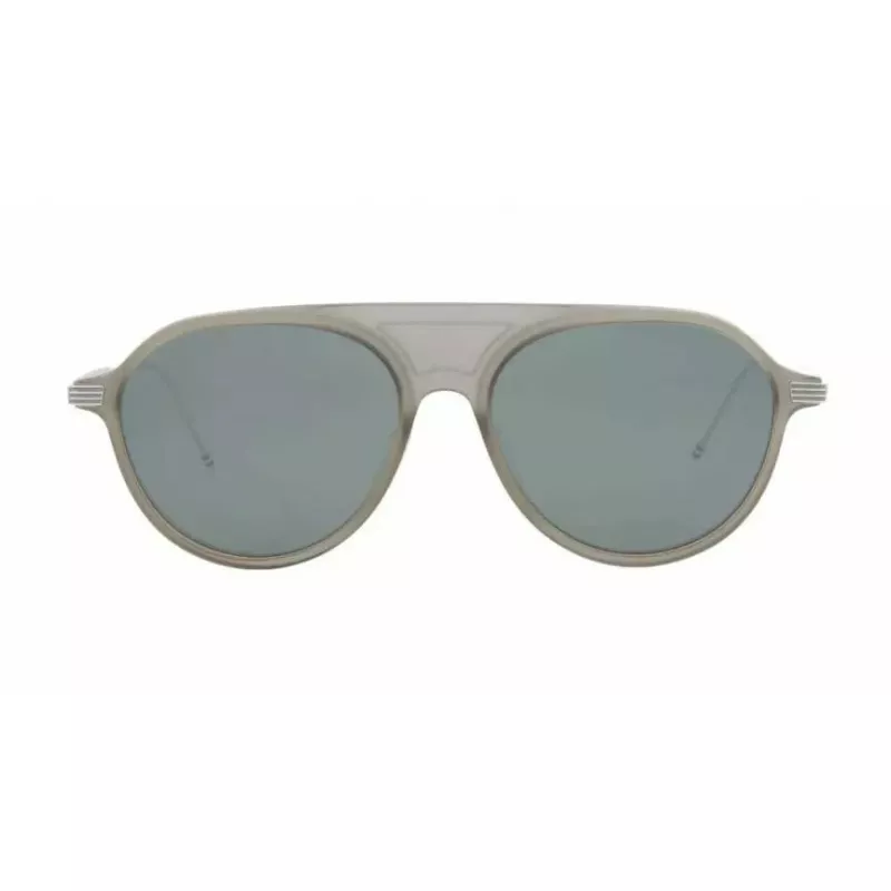 Thom Browne TB809BGRYSLV5 Gafas de sol unisex - montura gris, lentes espejadas plateadas, 55/18/145 mm