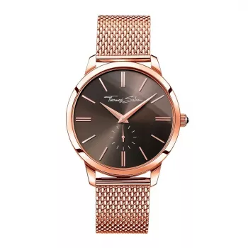 THOMAS SABO Rebel at Heart Reloj de cuarzo unisex 42mm acero inoxidable con baño iónico negro y piel WA01772652064
