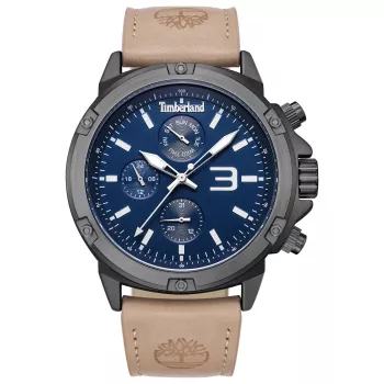 Timberland Reloj de hombre Henniker II de cuarzo analógico TDWGF9002902 46 mm Esfera azul Correa de piel marrón