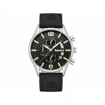 Timberland reloj hombre cuarzo analógico TDWGC9001201 43 mm caja de acero inoxidable esfera negra correa de piel marrón