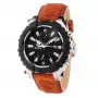Timberland Reloj de hombre TBL1331JS-02C 45mm Acero inoxidable Cuarzo analógico Esfera negra Correa de piel marrón