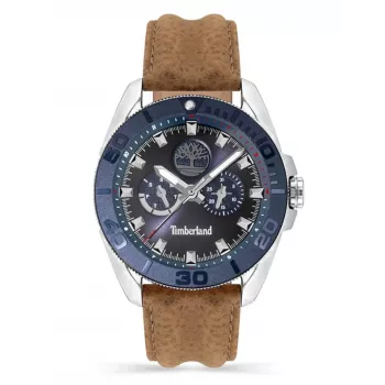 Timberland Reloj para hombre TDWGF2200903 45mm acero inoxidable piel marrón