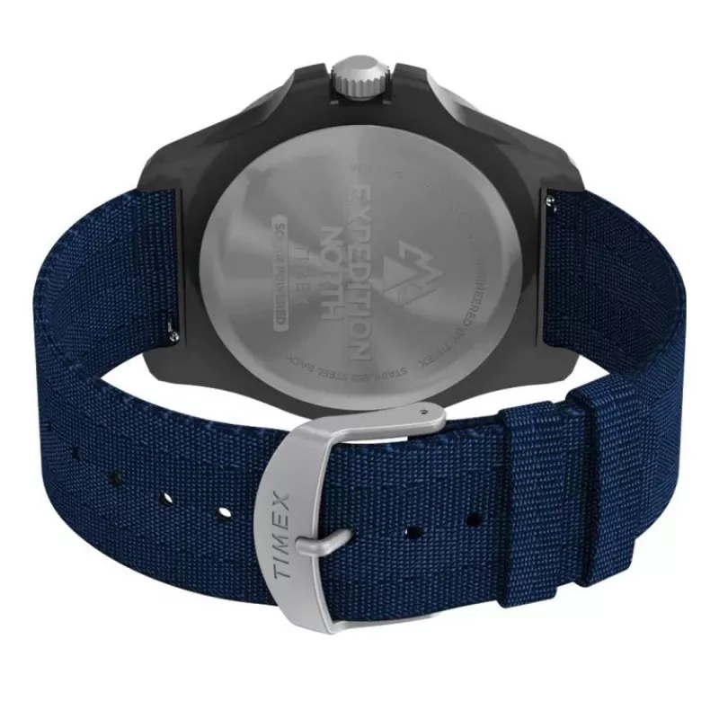 TIMEX reloj hombre Expedition North Field Post Solar TW2V40300 – 46 mm acero inoxidable, esfera verde, correa de piel marrón, cuarzo solar