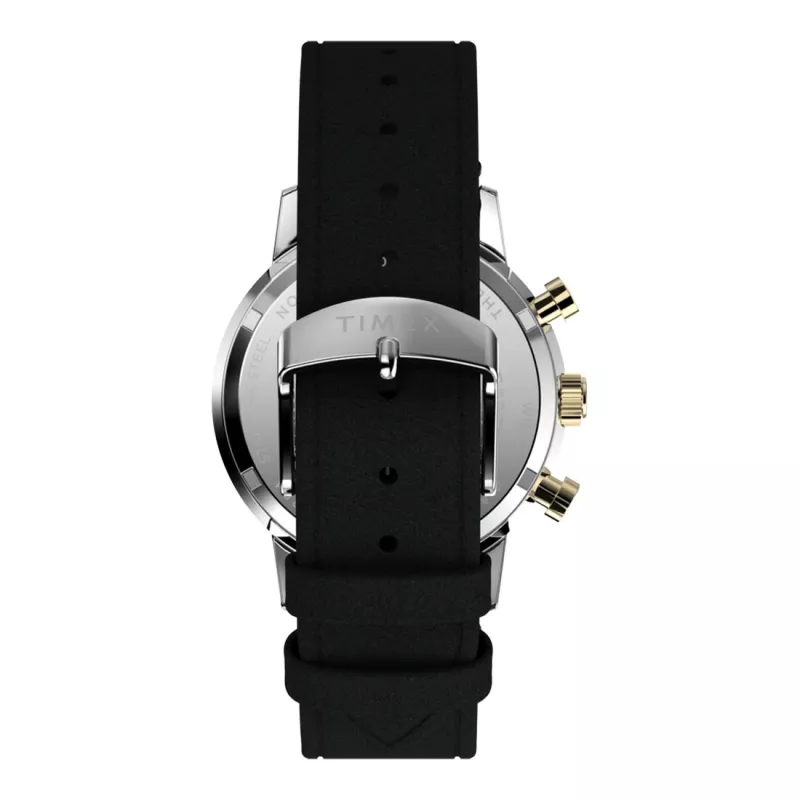 Timex Reloj de hombre Expedition Scout TW2W60300A analógico de cuarzo - 43mm, esfera negra, correa de piel marrón, luz nocturna INDIGLO