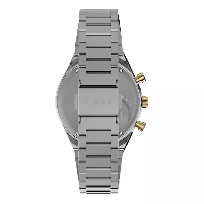 Timex Hombre TW2W64200 Reloj de cuarzo con correa de piel marrón y esfera negra, 40mm