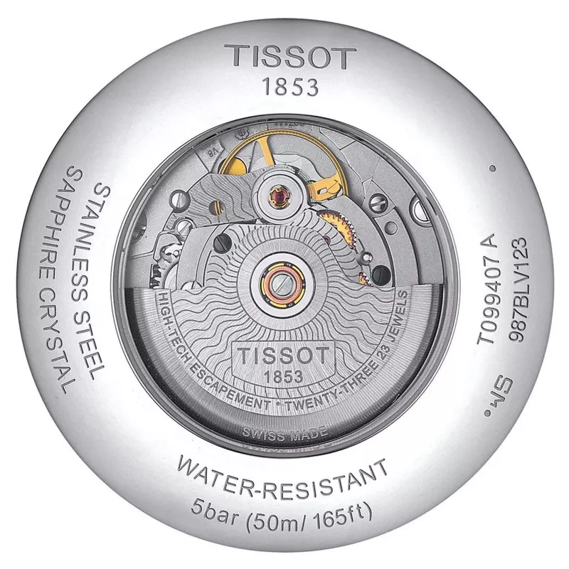 TISSOT T-Classic Chemin des Tourelles reloj de hombre automático 42mm esfera plateada brazalete de acero inoxidable T099407110370
