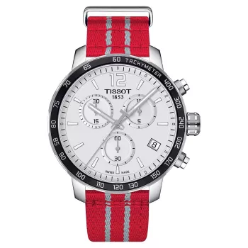 TISSOT T-Sport Chrono XL Classic reloj hombre 42mm esfera plateada correa textil azul cronógrafo cuarzo suizo T09541717037
