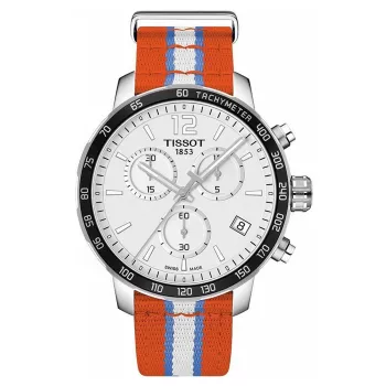 TISSOT T-Sport Quickster cronógrafo de hombre de cuarzo suizo 42mm esfera blanca correa de silicona blanca T09547170371