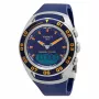 TISSOT T-Touch II reloj para hombre T056420270410 - 45mm caja de titanio, correa de caucho azul, cronógrafo Swiss Quartz con altímetro, barómetro, brújula y termómetro