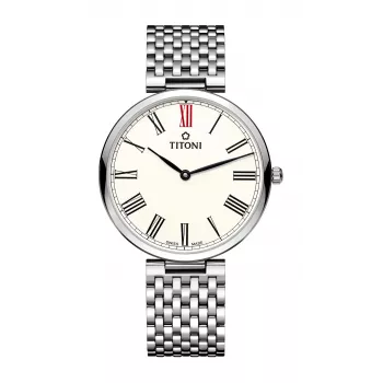 TITONI Airmaster reloj para hombre TQ52718S-608 37mm acero inoxidable esfera plateada