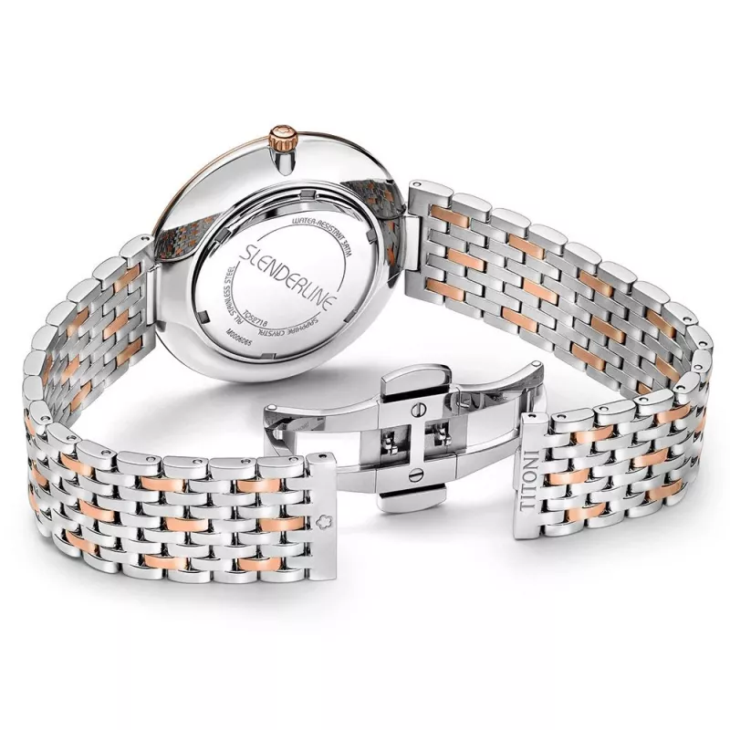 TITONI Airmaster Reloj de hombre TQ52718SRG606 37mm cuarzo suizo esfera plateada correa de piel marrón
