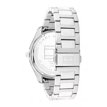 Tommy Hilfiger Reloj analógico de cuarzo hombre 1710541 44mm caja de acero inoxidable correa de piel marrón esfera azul
