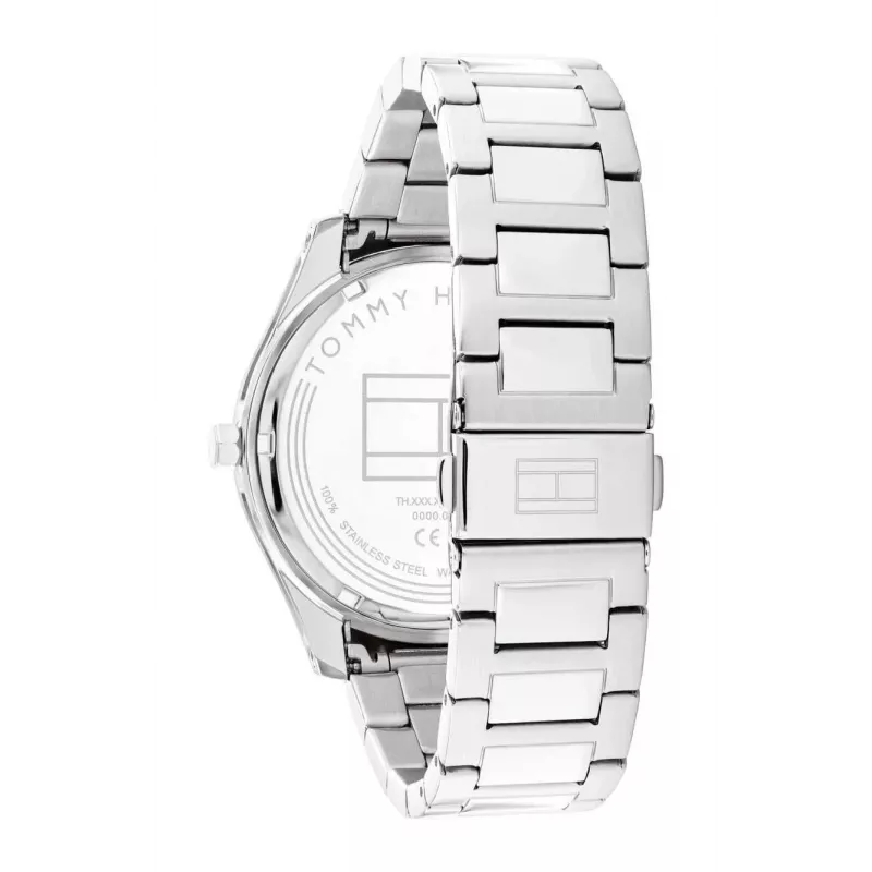 Tommy Hilfiger Reloj analógico de cuarzo hombre 1710541 44mm caja de acero inoxidable correa de piel marrón esfera azul