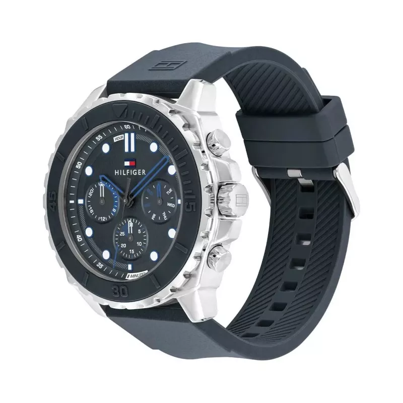 Tommy Hilfiger reloj analógico de cuarzo hombre 1710687 48 mm acero inoxidable esfera azul
