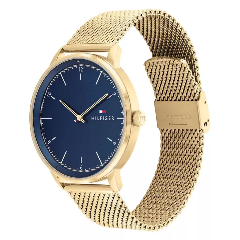 Tommy Hilfiger Reloj de cuarzo analógico para hombre 1791877 43mm acero inoxidable esfera azul