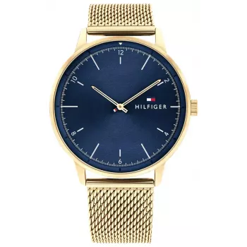 Tommy Hilfiger Reloj de cuarzo analógico para hombre 1791877 43mm acero inoxidable esfera azul