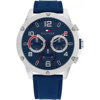 Tommy Hilfiger Reloj de cuarzo analógico para hombre 1792027 44mm esfera azul plata acero inoxidable