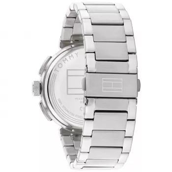 Tommy Hilfiger reloj de hombre analógico de cuarzo 1792117 44mm acero inoxidable esfera azul correa plateada
