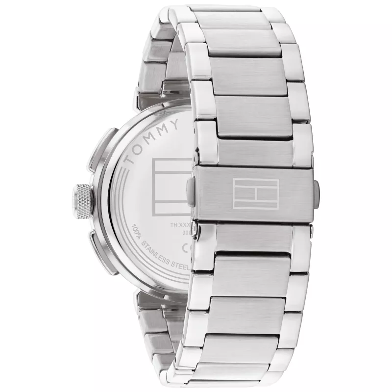 Tommy Hilfiger reloj de hombre analógico de cuarzo 1792117 44mm acero inoxidable esfera azul correa plateada