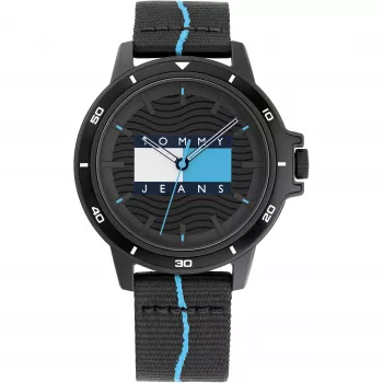 Tommy Hilfiger Reloj de hombre de cuarzo analógico 1791999 45 mm Esfera azul Piel marrón