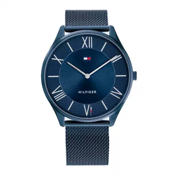 Tommy Hilfiger Hombre Decker Reloj de cuarzo 1710514 43mm esfera azul piel marrón