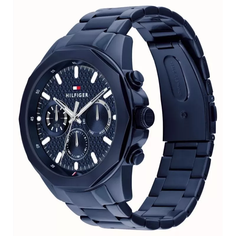 Tommy Hilfiger Reloj de hombre Decker de cuarzo 1710652 46mm esfera azul acero inoxidable