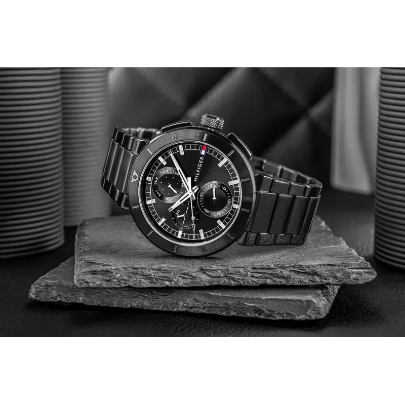 Tommy Hilfiger Decker Reloj de cuarzo hombre 44mm acero inoxidable esfera azul correa de piel marrón